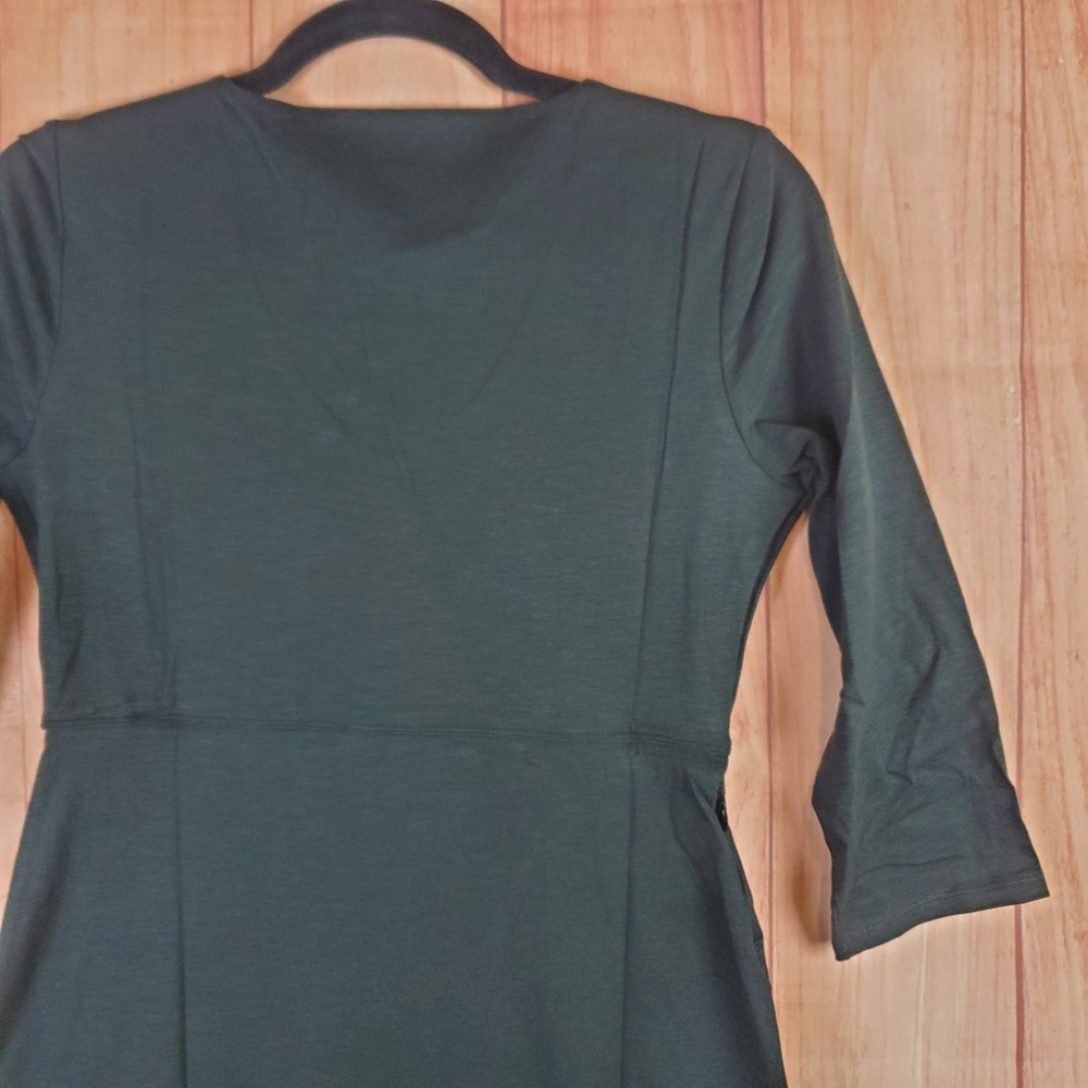 Toad & Co Rosalinda Fit & Flare Dress Women S Black Tencel V Neck - Picture 7 of 10